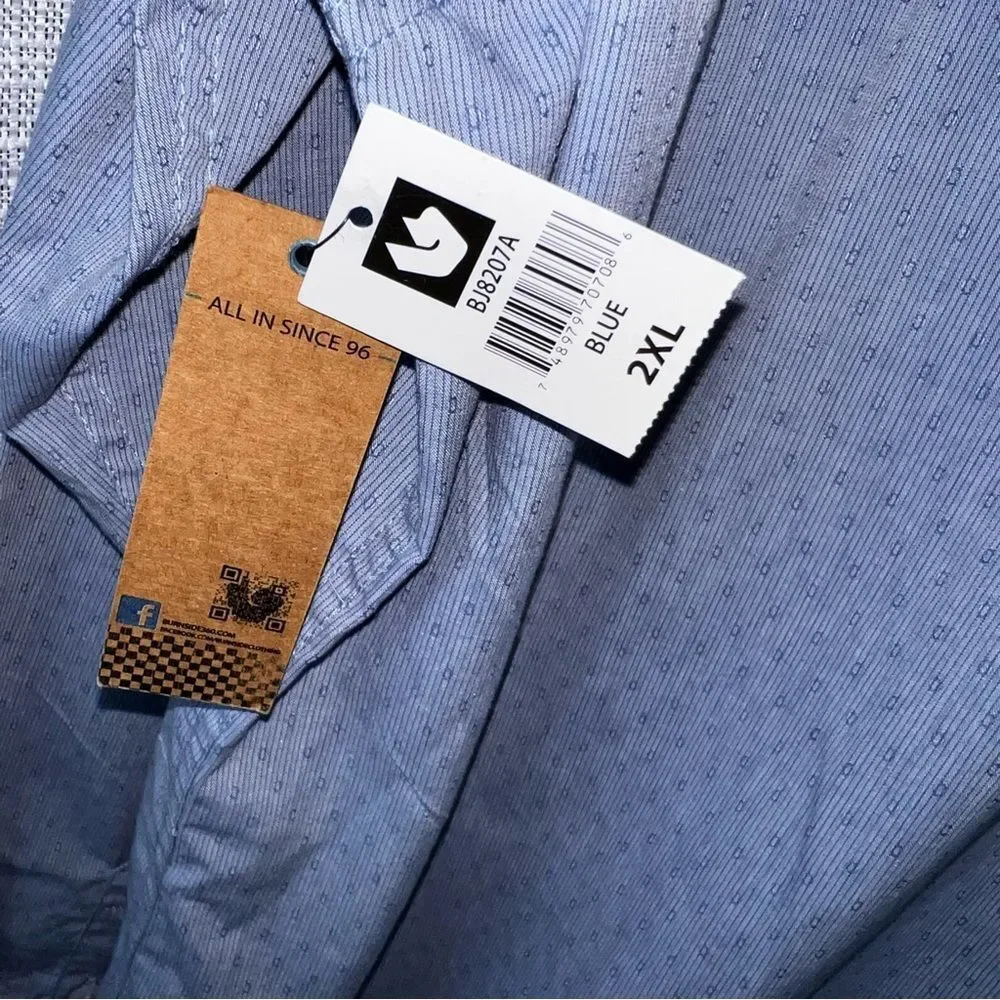 NWT Burnside Crushin It Woven Blue Casual Button Down Shirt Size 2XL